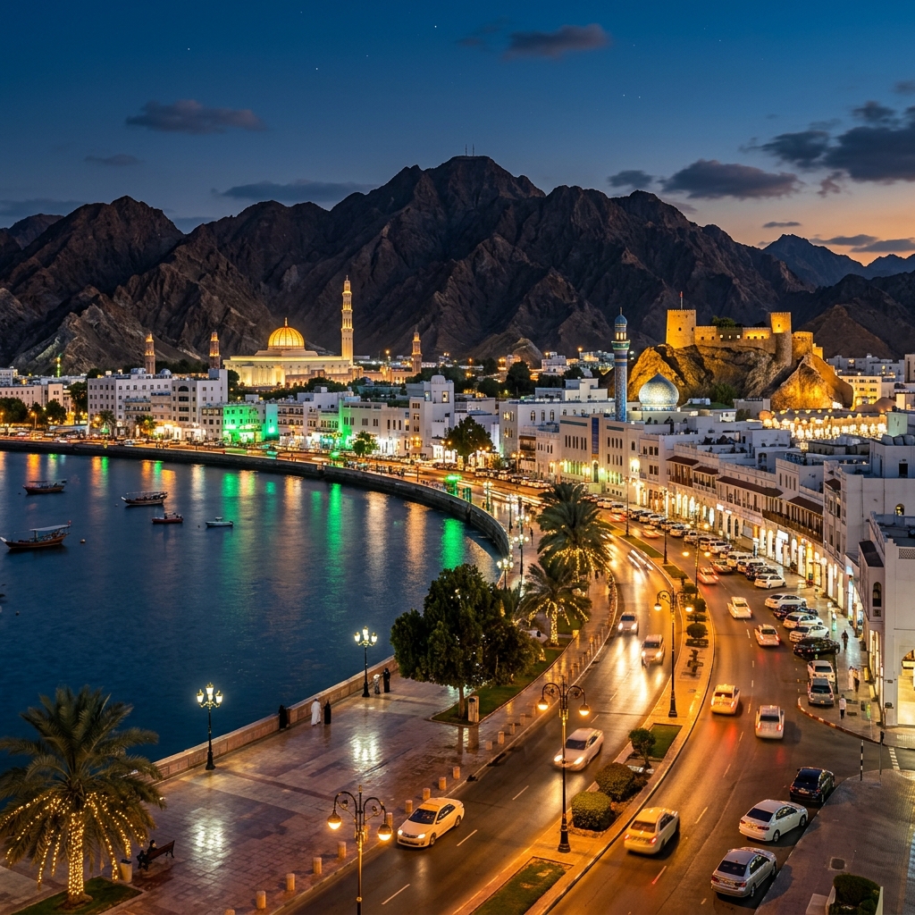 Muscat Downtown Skyline Mockup